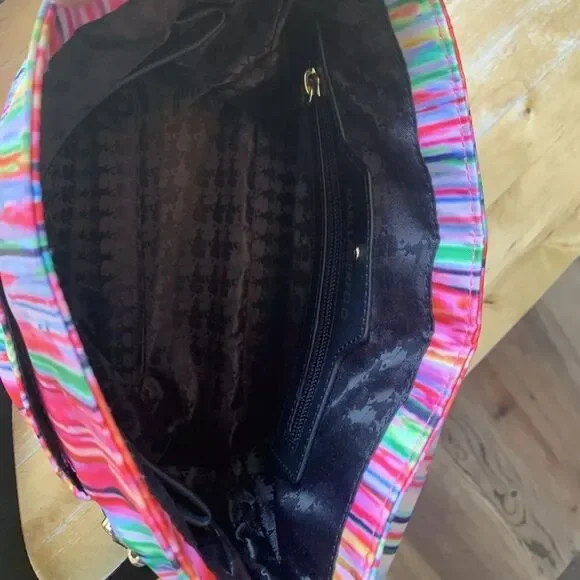 Karl Lagerfeld Paris Crossbody Bag Multi-Color Rainbow Stripes Neon NWOT - Picture 5 of 8